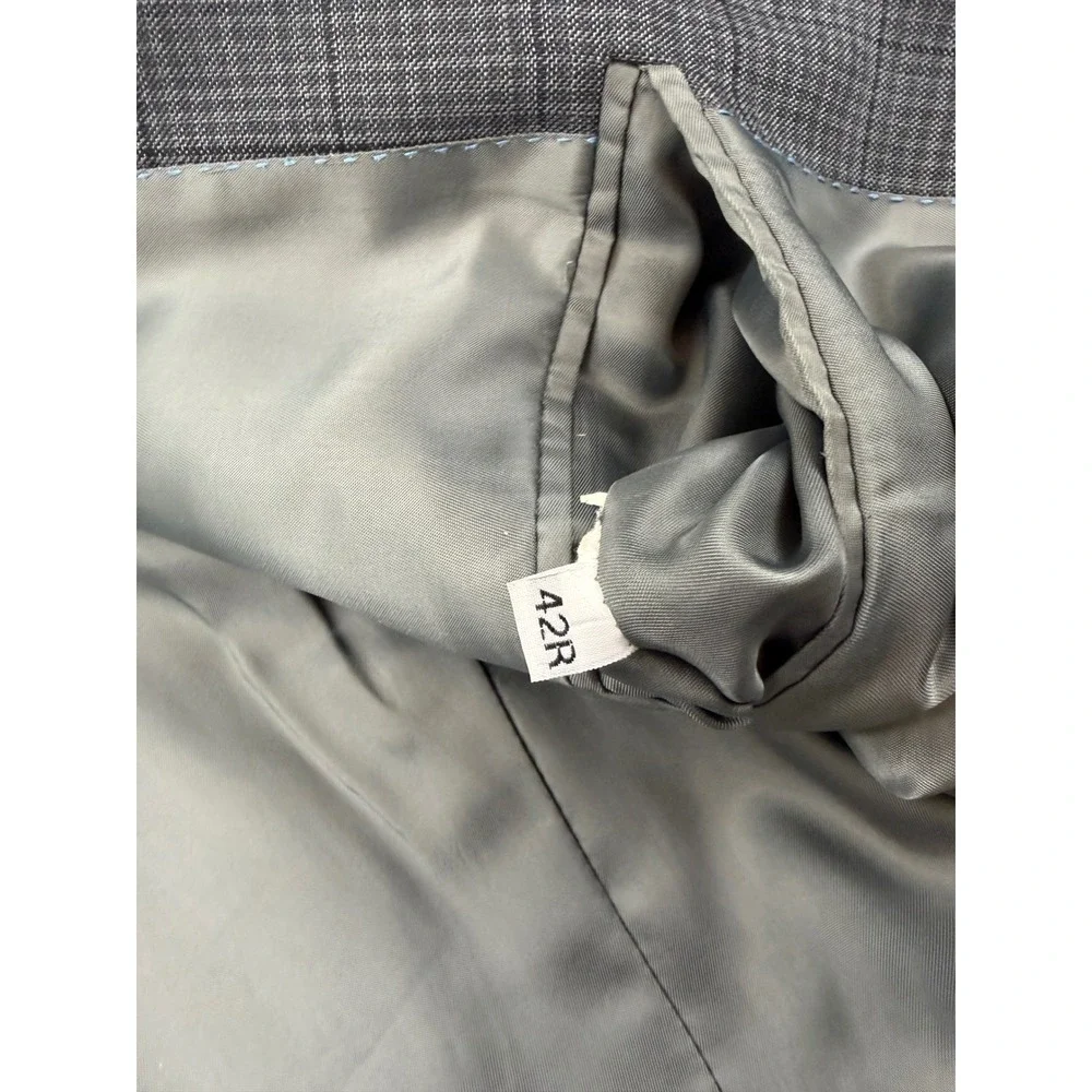 Peter Millar Blazer Mens 42R Grey Glen Check Plaid‎ 2-Button Sport Coat Canada
